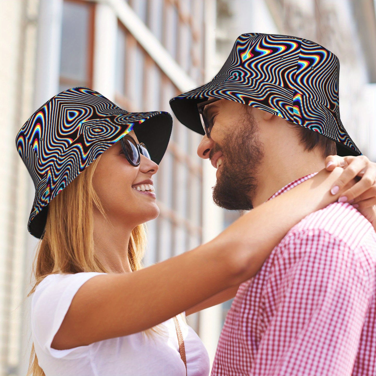 1pc Vibrant Psychedelic Newspaper Print Bucket Hat - Lightweight, Durable Polyester-Spandex Blend, Fashionable Sun Protection for Outdoor Parties, Beaches & Festivals, Casual Style Fishing Hat
