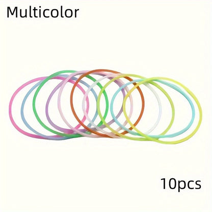 10pc Luminous Silicone Bracelet Set Simple Style Hand Jewelry Decoration Party Favors, For Music Festival