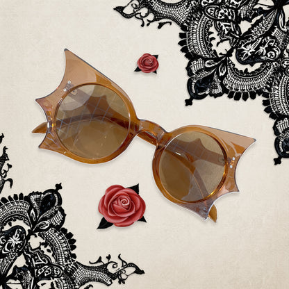 Y2K Vampire Bat-Shaped Fashion Glasses - Gothic Leopard Print & Solid Black Frames for Halloween, Costume Parties, Teens Fashion Accessories, Party Eyewear, Playful Eyewear, Bold Statement Pieces