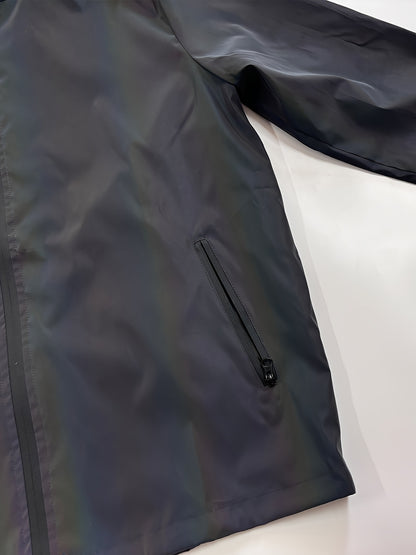 Men'S Reflective Rainbow Hooded Jacket - Stylish Casual Streetwear with Zipper Front, Long Sleeves, and Pockets for Spring & Fall, Spring Jacket | Iridescent Finish | Glossy Finish, Reflective Jacket