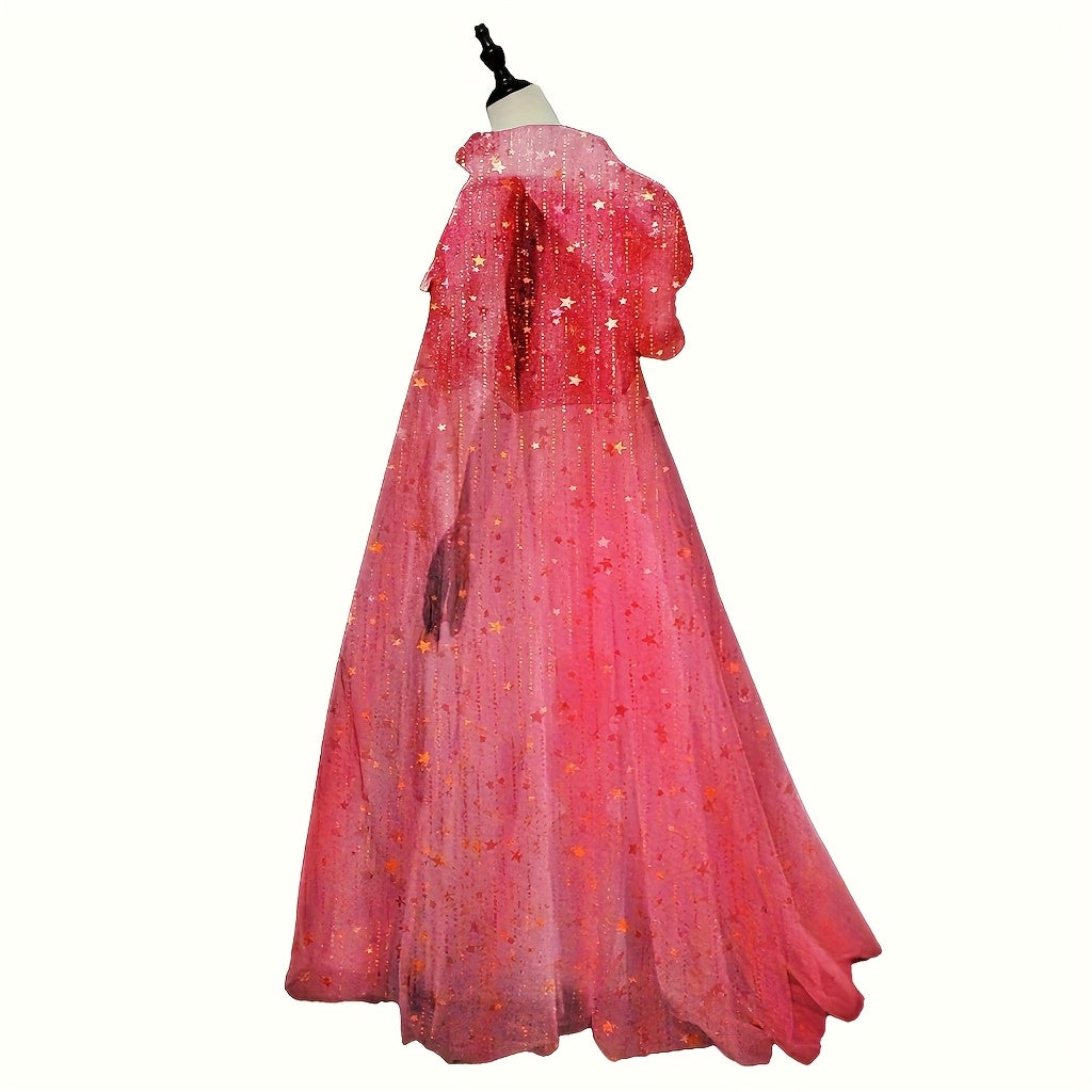 [Halloween Horror Party Cloak] 1pc KUIJA Bride Shawl Witch Vampire Cosplay Cloak - Double Layered Halloween Horror Party Costume Prop, White, Black & Red Options, Polyester Woven Fabric for Carnival Outfits, Halloween Costume
