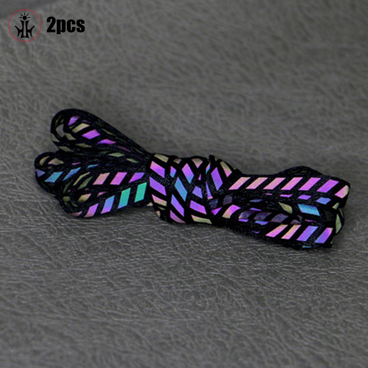 1 Pair Reflective Striped Flat Laces