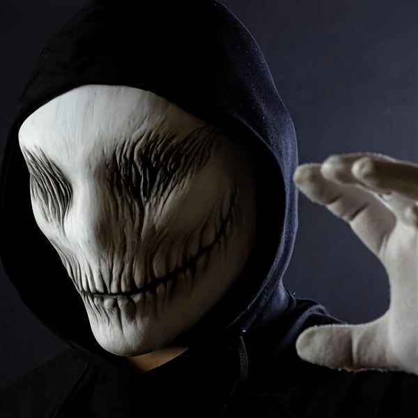 1pc Synthetic Latex Tearful White Ghost Mask - Halloween Costume Accessory, Role-Playing Party Prop, Washable Adult Size, Non-Toxic No Power Needed, Halloween Costume | Eerie Atmosphere | Durable Latex Mask