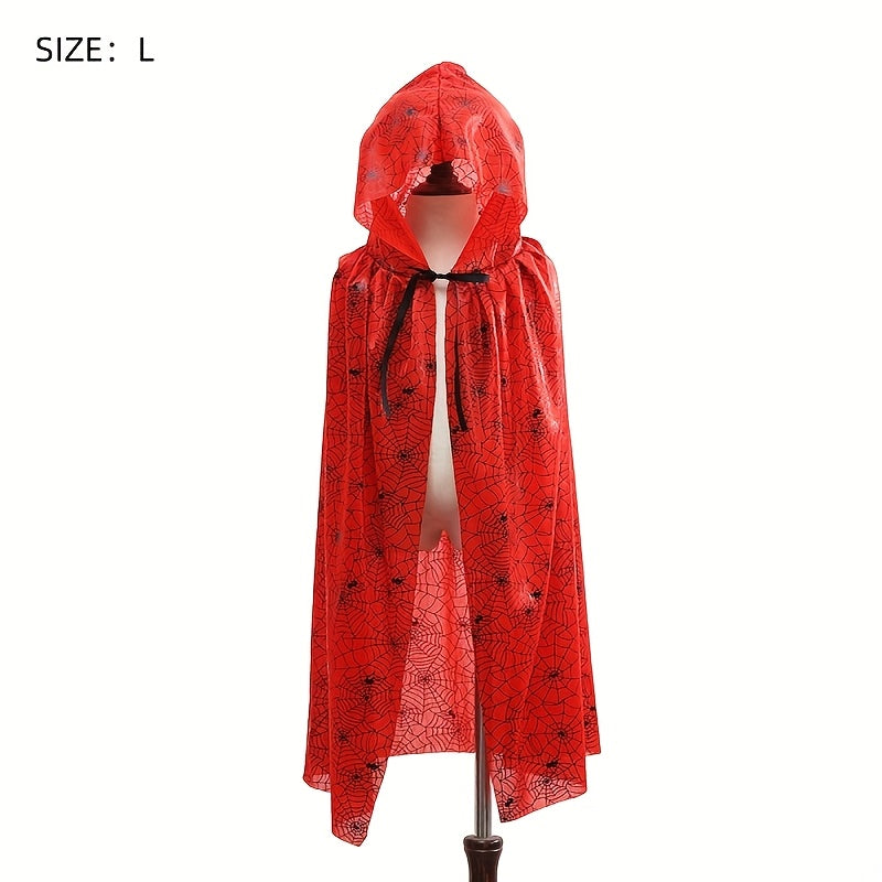 Glamorous Polyester Halloween Costume - Witch Cape with Blood Splatter Design, Black & Red, Full-Body Protection, Adjustable Straps & Drawstring Waist for Cosplay, Themed Parties, Halloween Decorations, Halloween Costume, The