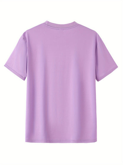 Men's Casual Summer T-Shirt - Soft Breathable Fabric with Bold "Techno" Letter Print & Orange Accent, Ribbed Collar, Regular Fit for Casual Attire, Summer T Shirts, Classic Round Neckline, Comfortable Tee Construction