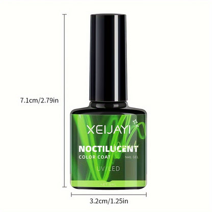 2024 Trendy Fluorescent Nail Polish Gel - XEIJAYI Noctilucent Color Coated, Glossy Finish, Round Shape, Alcohol-Free, Popular Social Media Hit, Glow in the Dark Nail Lacquer for Parties and Nightlife, Nail Art Supplie