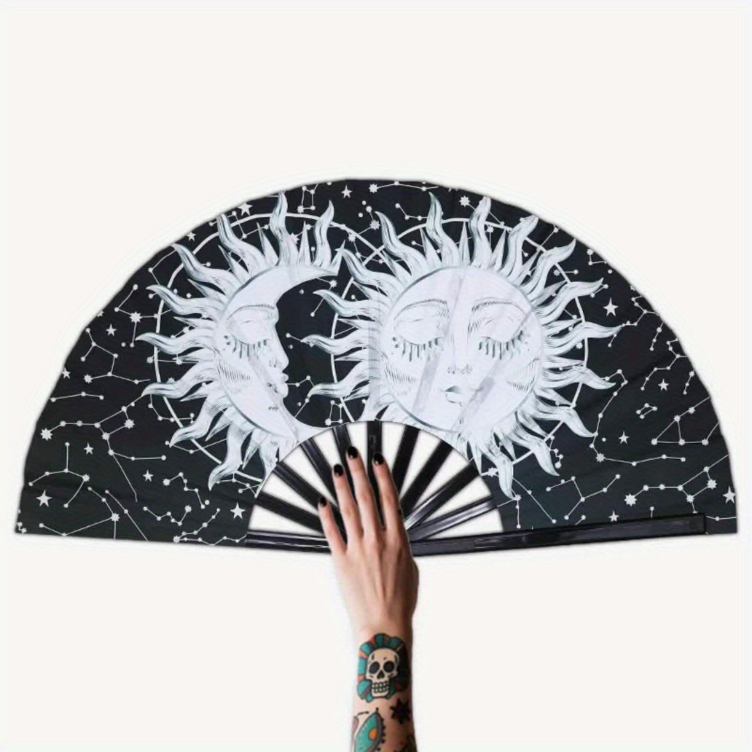 33.02cm Glow-in-the-Dark Mushroom Folding Fan - Vibrant Neon Psychedelic Design, Handheld PP Material for Parties, Raves, Halloween, Concerts, Cosplay & Themed Events - No Battery Needed, Mushroom Decor