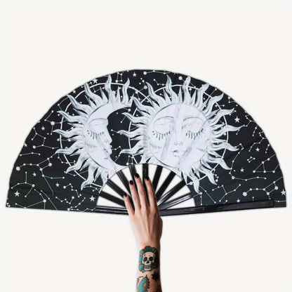 33.02cm Glow-in-the-Dark Mushroom Folding Fan - Vibrant Neon Psychedelic Design, Handheld PP Material for Parties, Raves, Halloween, Concerts, Cosplay & Themed Events - No Battery Needed, Mushroom Decor
