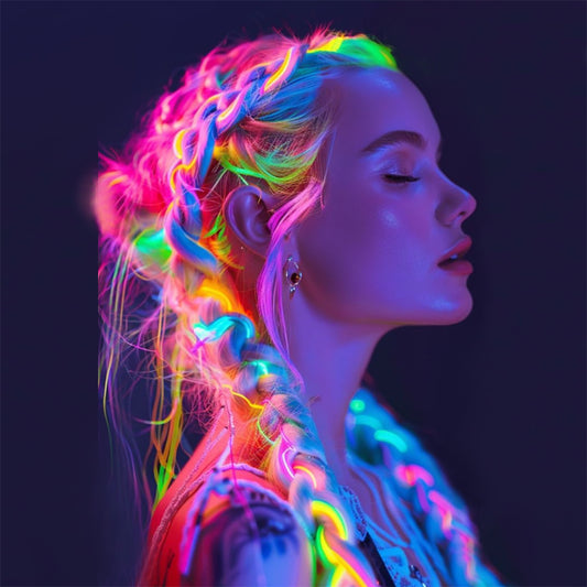 10pcs Vibrant Fluorescent Clip-In Hair Extensions for Women - 55.88cm Straight Synthetic Highlights, Y2K Style, Multi-Color Options, Ideal for Nightlife & Parties, Hair Accessories