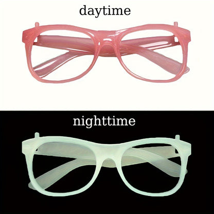 6 Pairs Glow-in-the-Dark Neon Party Glasses - UV Activated Round Plastic Frames for Bars, KTVs, Weddings & Birthdays | No Battery Needed Illuminating Photo Props & Group Accessories, Bar Accessories, Vibrant Eyewear Style, Lu