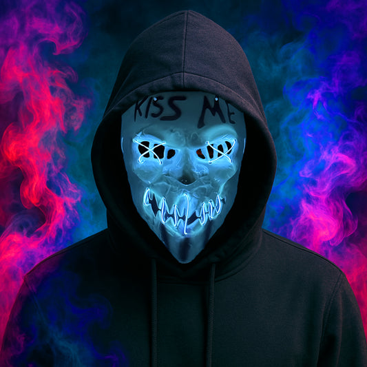 Glow-in-the-Dark Halloween Kiss Me Mask for Spooky Parties, Cosplay & Festive Costumes – Requires 2x AA Batteries (Batteries Not Included)
