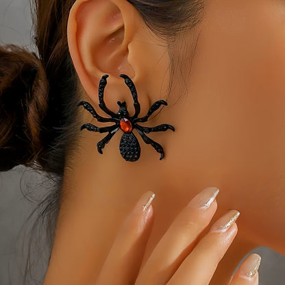 New dark Gothic-style spider jewelry set, perfect for Halloween costume accessories, a must-have for exaggerated European and American parties, a spider necklace, bracelet, adjustable ring and earrings 4pcs jewelry set