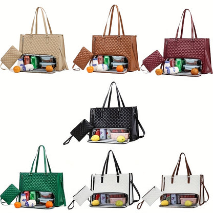 Large Capacity 2-in-1 Convertible Tote & Crossbody Bag with Detachable Shoulder Strap