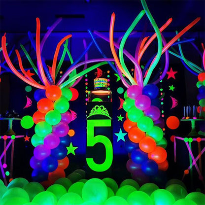 [UV Reactive | Neon] 100pcs UV Reactive Neon Latex Balloons | 10/12 Inch, Glow in the Dark | for Birthday, Halloween, Wedding & Shower Decorations, Perfect for Winter, New Year, Easter Room Decor