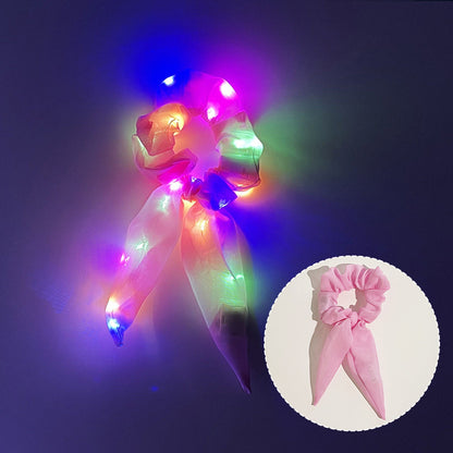 1pc LED Light Up Hair Tie, Glow in the Dark Hair Band with Bow, Festive Hair Accessories for Girls, Party Supplies, New Year and Valentine'S Day Gift
