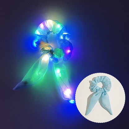1pc LED Light Up Hair Tie, Glow in the Dark Hair Band with Bow, Festive Hair Accessories for Girls, Party Supplies, New Year and Valentine'S Day Gift