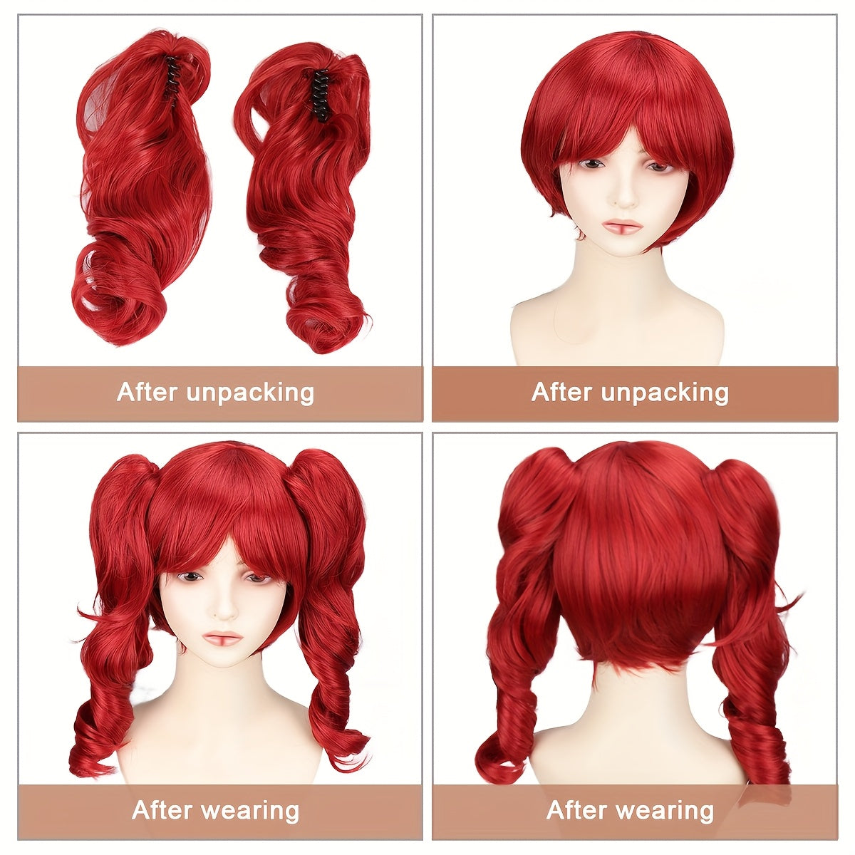 [Scary Clown Wig] Heat-Resistant Synthetic Fiber Scary Clown Wig - Red Curly Hair, Extreme Volume for Halloween, Circus, Costume Parties | Easy to Style & Maintain - Unisex Adult Horror Party Makeup - Compatible with Pennywis
