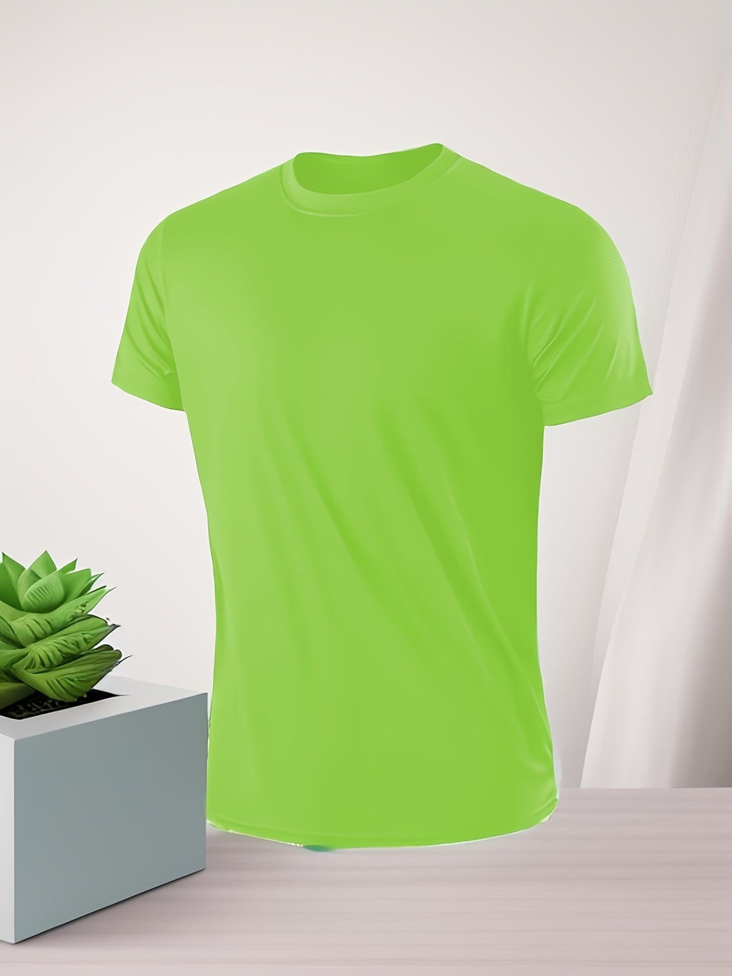 3pcs Men's Quick-Dry Breathable T-Shirts - Moisture-Wicking Lightweight Relaxed Fit Short Sleeve Tees for Gym, Training & Casual Wear - All-Season Comfort in Black, Neon Green, Pink, Solid Color Apparel, Durable Fabric Shirt