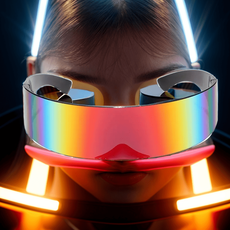 1pc Futuristic Cyberpunk Party Glasses - Glitzy Techno-Style with Rainbow Reflection, Durable PC Material, Perfect for Prom & Themed Events