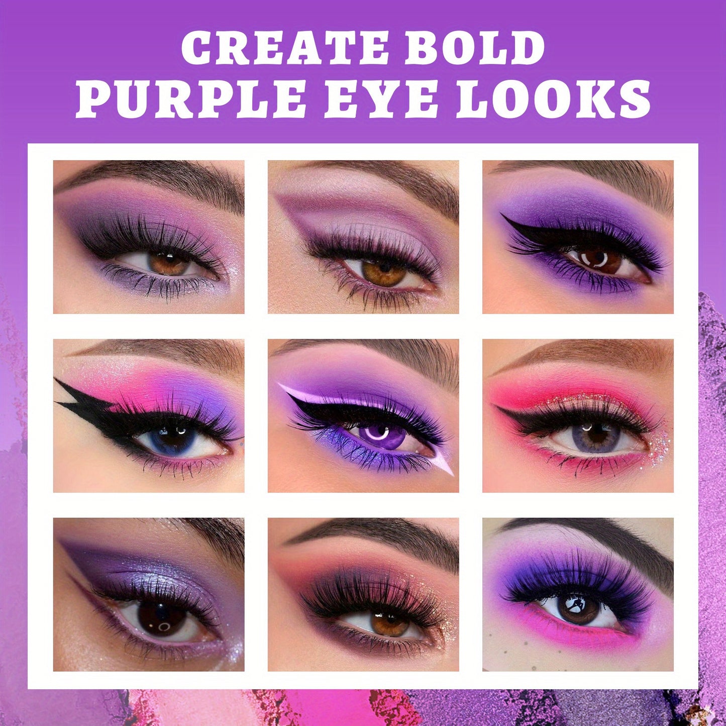 UCANBE Purple Eyeshadow Makeup Palette, 15 Colors Dark Smokey Shimmer Matte Metallic Glitter Eye Shadow Pallet, Violet Lavender Pink Make Up Kit for Cosplay Halloween Ursula Witch Costume Parties, Carnival/Mardi Gras/Masquera