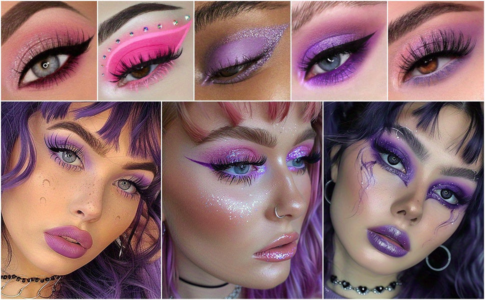 UCANBE Purple Eyeshadow Makeup Palette, 15 Colors Dark Smokey Shimmer Matte Metallic Glitter Eye Shadow Pallet, Violet Lavender Pink Make Up Kit for Cosplay Halloween Ursula Witch Costume Parties, Carnival/Mardi Gras/Masquera