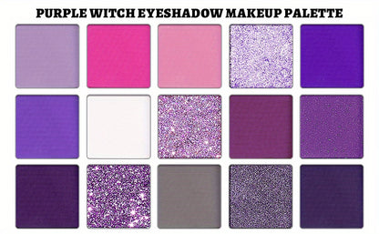 UCANBE Purple Eyeshadow Makeup Palette, 15 Colors Dark Smokey Shimmer Matte Metallic Glitter Eye Shadow Pallet, Violet Lavender Pink Make Up Kit for Cosplay Halloween Ursula Witch Costume Parties, Carnival/Mardi Gras/Masquera
