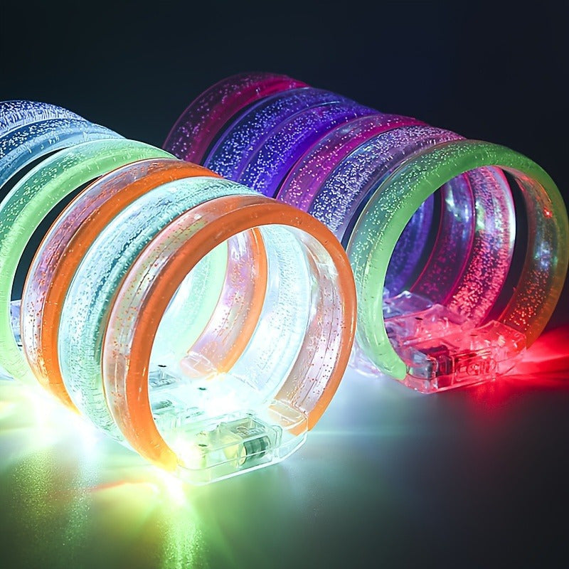 6/12Pcs, LED Flash Bracelet, Suitable for Concerts, Clubs, Parties, Carnivals, Birthdays, Party Accessories, Cool Items, Glow-In-The-Dark Party Supplies