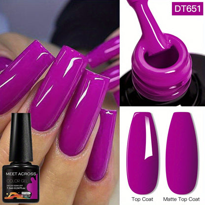 MEET ACROSS 14 Colors Fluorescent Neon Gel Nail Polish - Semi-Permanent Soak Off LED/ Curable, & Fragrance-Free Nail Art Manicure Varnish for Vibrant Glossy Finish, Highshine Nails, Professional Quality, Salon Professionals