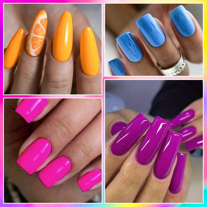 MEET ACROSS 14 Colors Fluorescent Neon Gel Nail Polish - Semi-Permanent Soak Off LED/ Curable, & Fragrance-Free Nail Art Manicure Varnish for Vibrant Glossy Finish, Highshine Nails, Professional Quality, Salon Professionals