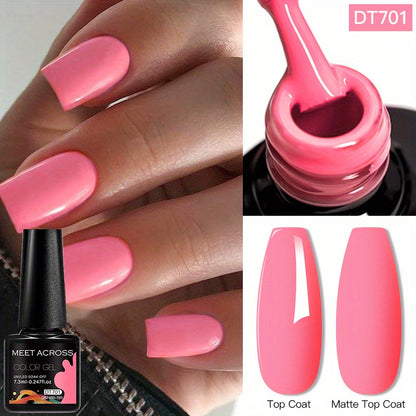 MEET ACROSS 14 Colors Fluorescent Neon Gel Nail Polish - Semi-Permanent Soak Off LED/ Curable, & Fragrance-Free Nail Art Manicure Varnish for Vibrant Glossy Finish, Highshine Nails, Professional Quality, Salon Professionals
