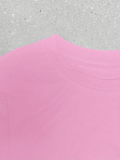 [Y2K Graphic Tee] Pink Polyester Y2K Style Graphic Crop Top T-Shirt - Women's "Eat Sleep Rave Repeat" Crew Neck Tee | Y2K Fashion | Casual Attire, Rave Party Apparel