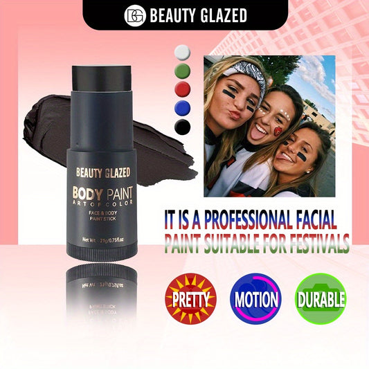 BEAUTY GLAZED Face & Body Paint Stick - Non-Toxic, High Quality & Long-Lasting Creamy Stick for Halloween, Festivals, Sports | 6 Vibrant Colors | Professional Makeup for Parties & Events, Party Makeup | Festive Makeup | Nonto
