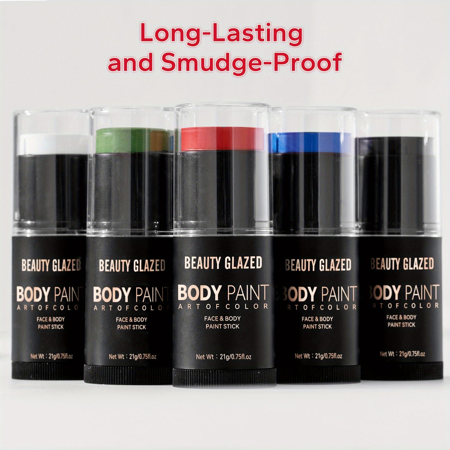 BEAUTY GLAZED Face & Body Paint Stick - Non-Toxic, High Quality & Long-Lasting Creamy Stick for Halloween, Festivals, Sports | 6 Vibrant Colors | Professional Makeup for Parties & Events, Party Makeup | Festive Makeup | Nonto