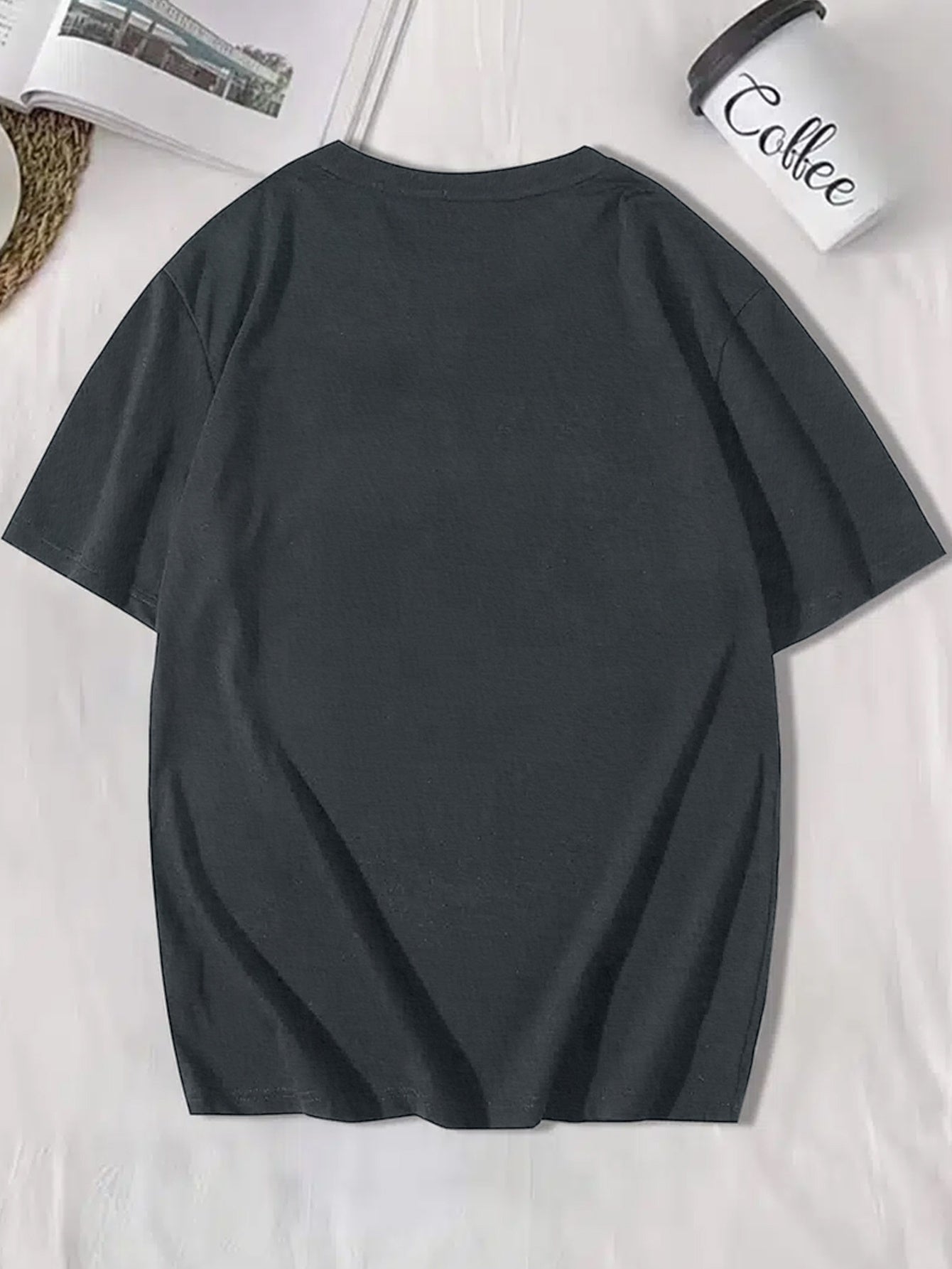 1pc Men'S Casual Crew Neck T-Shirt - Polyester Knit Fabric with Medium Stretch, Short Sleeve Print Top for Going Out, Summer Season - Regular Fit H Tee with "Drum & Bass" Slogan Design