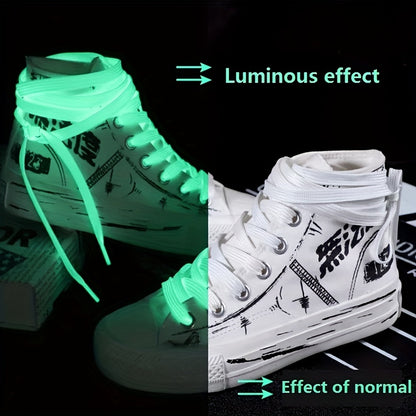1pair Luminous Shoelaces Men's Women's Sneakers Shoelaces, Glow In The Dark, Fluorescent Shoelaces For Party Dance Dress Up