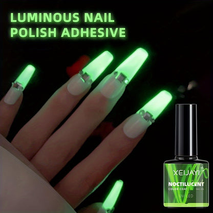 2024 Trendy Fluorescent Nail Polish Gel - XEIJAYI Noctilucent Color Coated, Glossy Finish, Round Shape, Alcohol-Free, Popular Social Media Hit, Glow in the Dark Nail Lacquer for Parties and Nightlife, Nail Art Supplie
