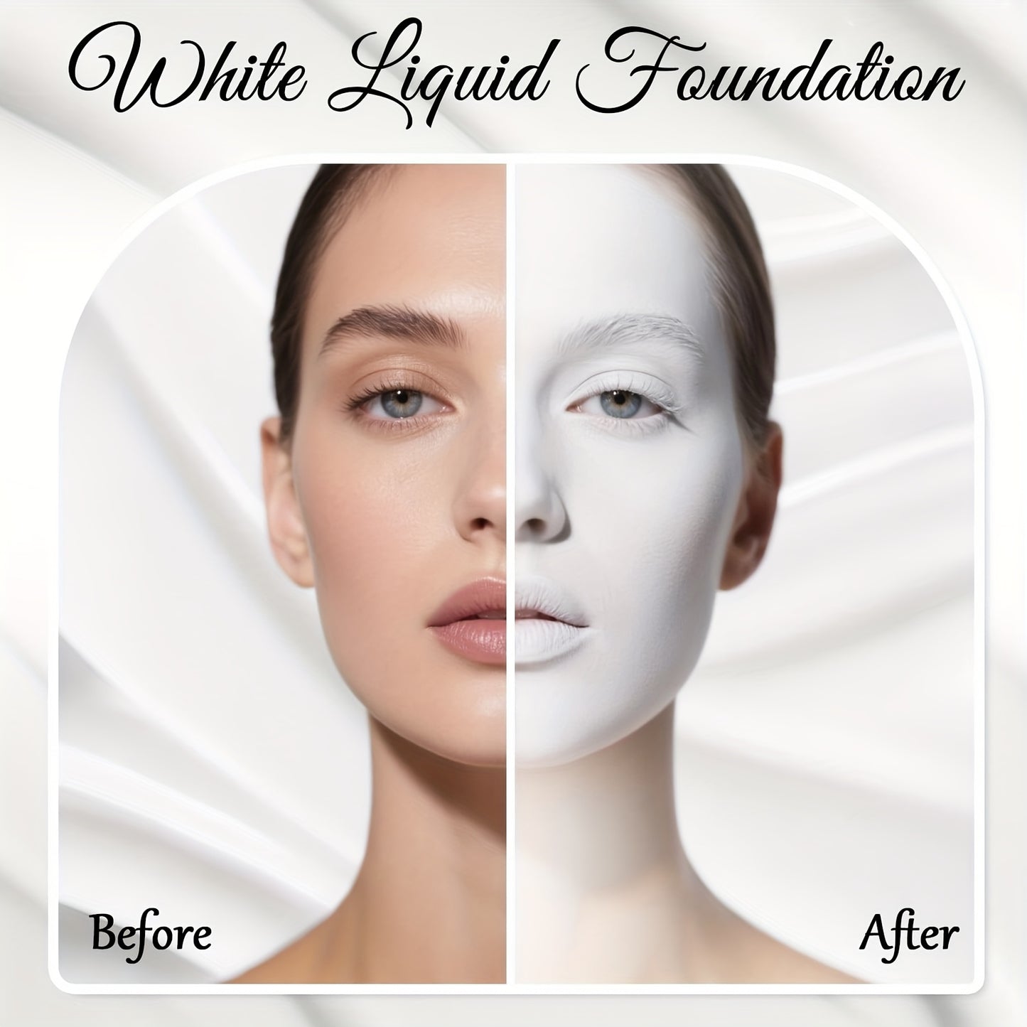 VERONNI Full Coverage Matte White Liquid Foundation - Extreme Coverage Heavy Duty Makeup, Waterproof & Long-Lasting Creamy Formula for Halloween, Goth, Zombie, Clown, - with Pump Dispenser for Professional & Everyday Use - Al