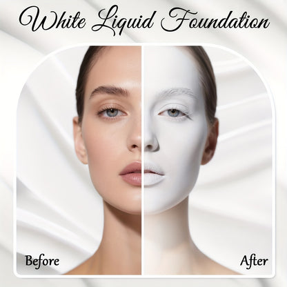 VERONNI Full Coverage Matte White Liquid Foundation - Extreme Coverage Heavy Duty Makeup, Waterproof & Long-Lasting Creamy Formula for Halloween, Goth, Zombie, Clown, - with Pump Dispenser for Professional & Everyday Use - Al