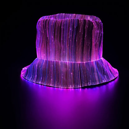 7 Colors, 4 Flashing Modes LED Fisherman Cap - Vibrant Neon Party Hat with USB Rechargeable Battery, Polypropylene Fiber, Perfect for Birthdays, Bar-Bat-Mitzvah, and Tailgating, Festive Headgear | Neon Party Hat | Polypropyle