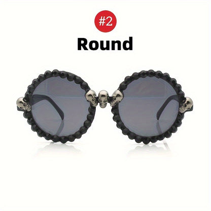 Vintage Gothic Skull Cat Eye Fashion Glasses - Plastic Frame with Crystal Embellishments, Suitable for Both Men And Women, Perfect for Halloween And Party Events.
