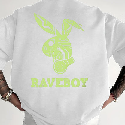 Men'S Casual Raveboy Graphic T-Shirt - Green Robot Design, Short Sleeve, Summer Tee for Adults, Casual Summer Wear | Vibrant Print Top | Comfortable Fit, Rave Clothing
