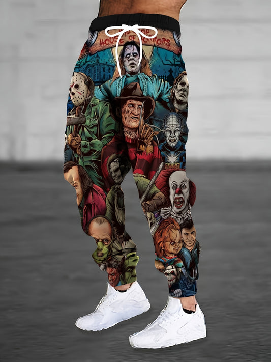 [Joker-Themed Graphic Pants] Vibrant Color Print Men's Joker-Themed Graphic Pants | Casual Loose Fit with Pockets, All-Season Comfort for Adults, Durable Fabric Pants - Joker Character Design