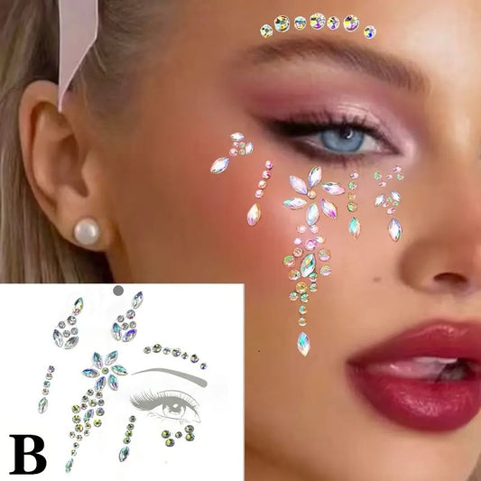 1pc Sparkling Rhinestone Eye Jewelry Sticker - Glittering Artificial Diamond Face Decoration, Suitable for Festivals, Cosplay, Parties and Photo Shoots, ABS Material, Round, Multi-Season Makeup Accessory, Party Face Decoratio