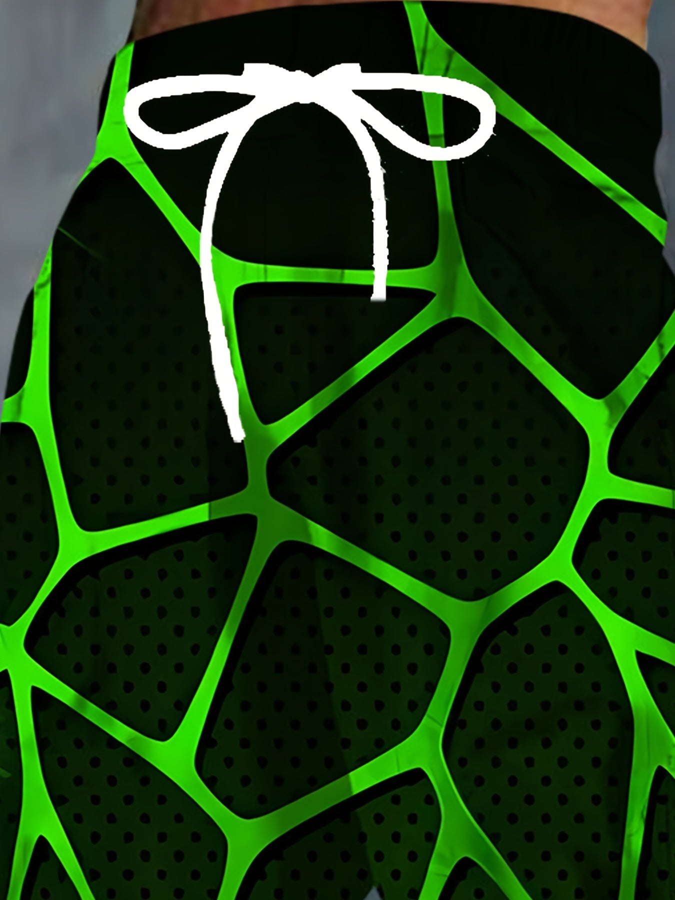 Men'S 3D Geometric Abstract Print Joggers with Drawstring Waist & Pockets - Vibrant Neon Green & Black Design, Comfortable Casual Sweatpants for Home & Leisure, Jogging Pants, Leisure Wear, Modern Streetwear, Durable Fabric