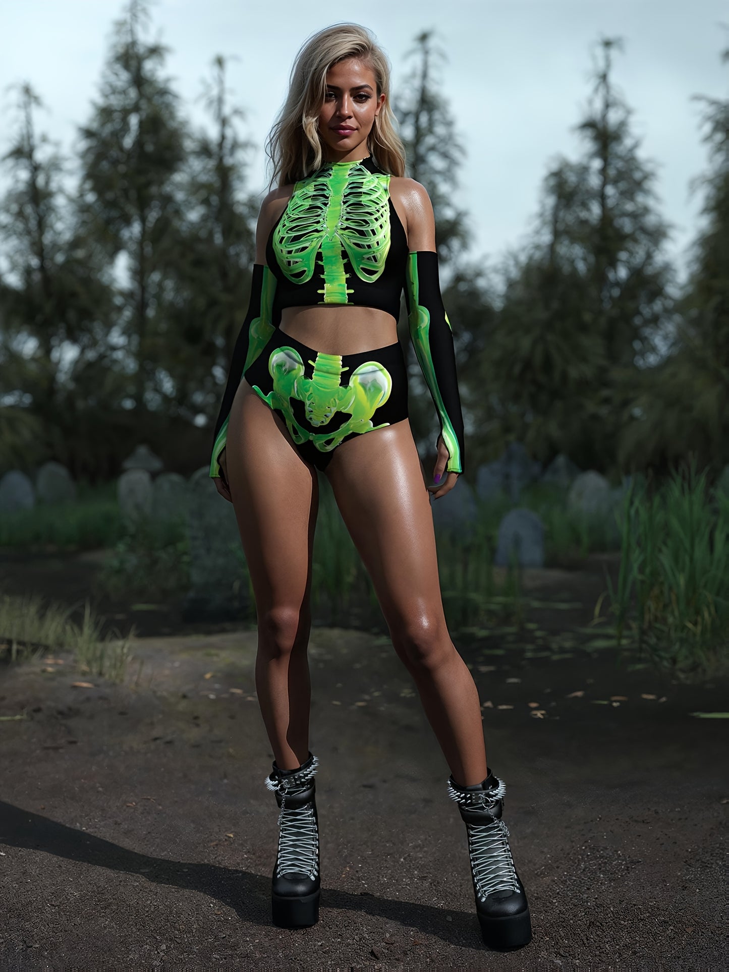 Women'S Halloween Futuristic Costume - Superhero Outfit with 3D Printed Skeleton Pattern, Cosplay and Year-Round Fashion, Sexy Skeleton for Women, Tight-Fitting, Seasonal Party Attire, Performance Costume, All Seasons | Skull