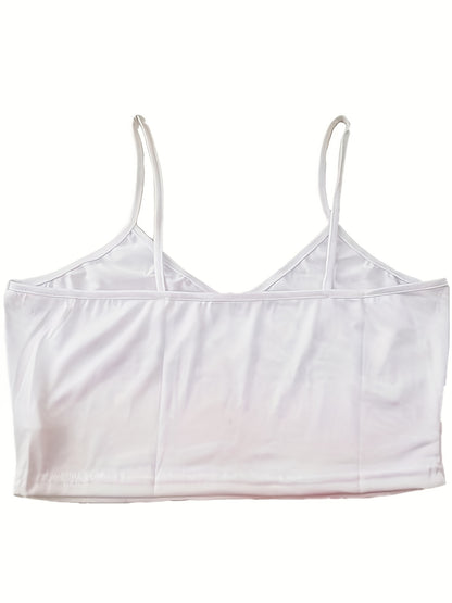 Women'S Sexy V-Neck Slingback Crop Top, Skull Hand Print, Knit Fabric, 95% Polyester 5% Spandex, All-Season, 180g/m², Polyester Knit Fabric, Sizes S-XL