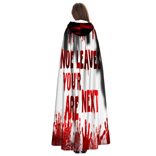 1pc Adult Horror Blood-Splatter Hooded Robe with Adjustable Tie - Realistic Fake Blood Drip Effect, Hand Wash Only, Red & Black Gothic Costume for Halloween, Themed Parties & Cosplay - Spooky Cloak with Handprint Design, Mult