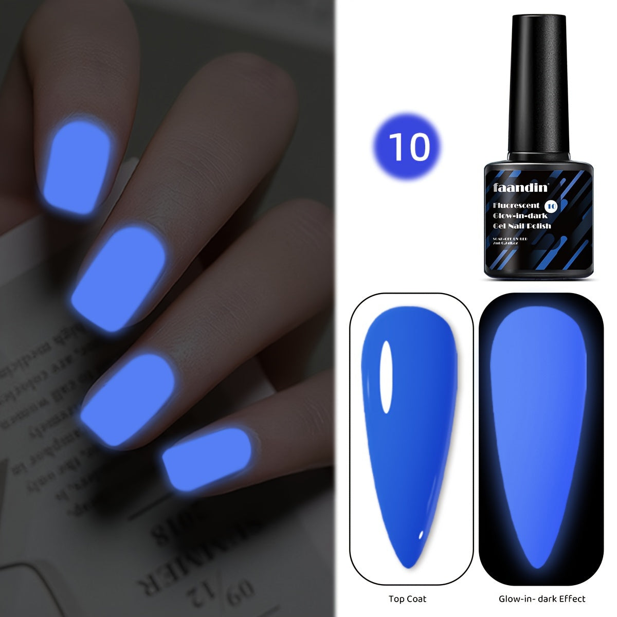 Faandin 7ml, trendy and colorful glow-in-the-dark gel nail polish, essential for parties, nightclubs, Halloween, durable, fade-resistant, easy-to-apply removable fluorescent nail glue, wholesale manicure supplies for salons