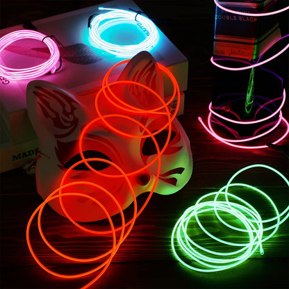 1pc Funky LED Neon Light-Up Wire Cable for Costumes, Parties & Raves - Adjustable Headband, 6 Colors (Blue/Green/Orange/Pink/Purple/White), Battery-Powered (No Batteries Included), Safe Low-Power Design for Halloween, Christm