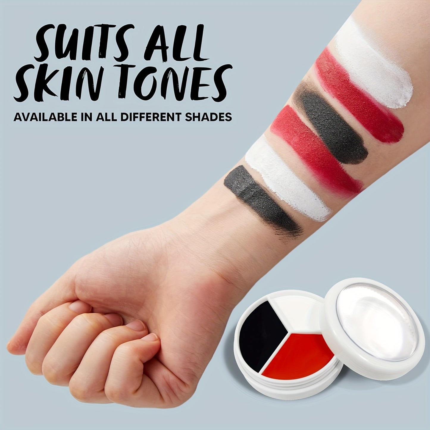 [Gentle] Professional Face & Body Paint Palette - Black, White, Red Oil-Based Cream for Halloween, Clowns, Zombies, Vampires - Easy Blend, Long-Lasting Adult Costume Makeup, Halloween Costumes